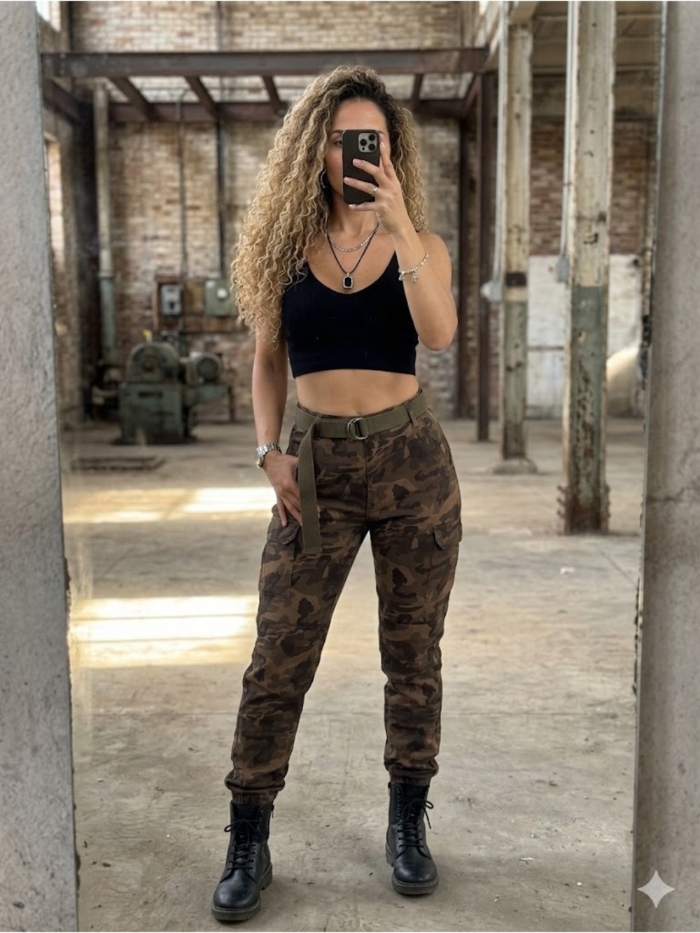 Express Men’s Camo Cargo Pants in Brown/Green Mix